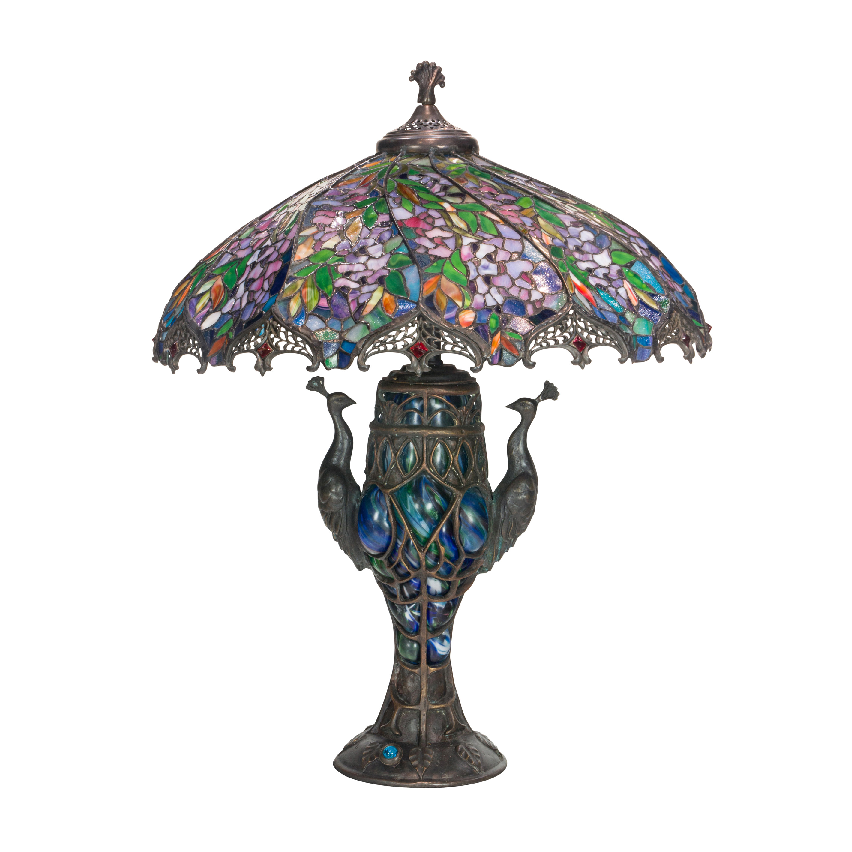 A TIFFANY STYLE LAMP LEADED GLASS
