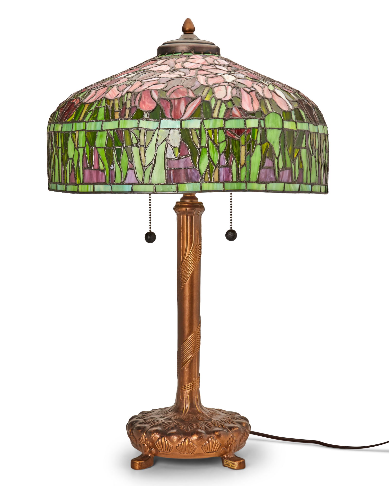 A TIFFANY-STYLE LEADED GLASS
