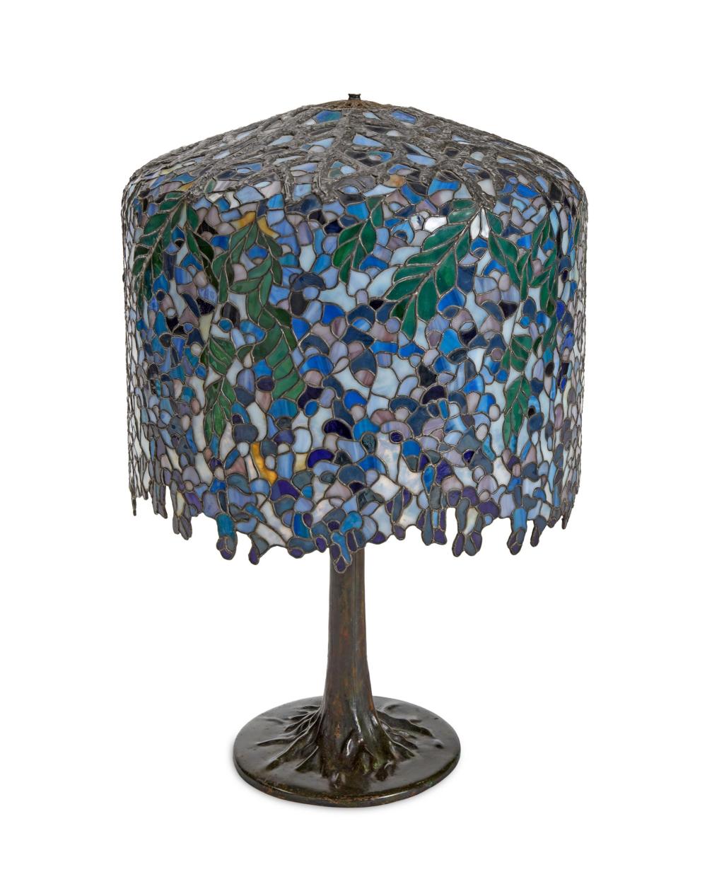 A TIFFANY-STYLE LEADED GLASS