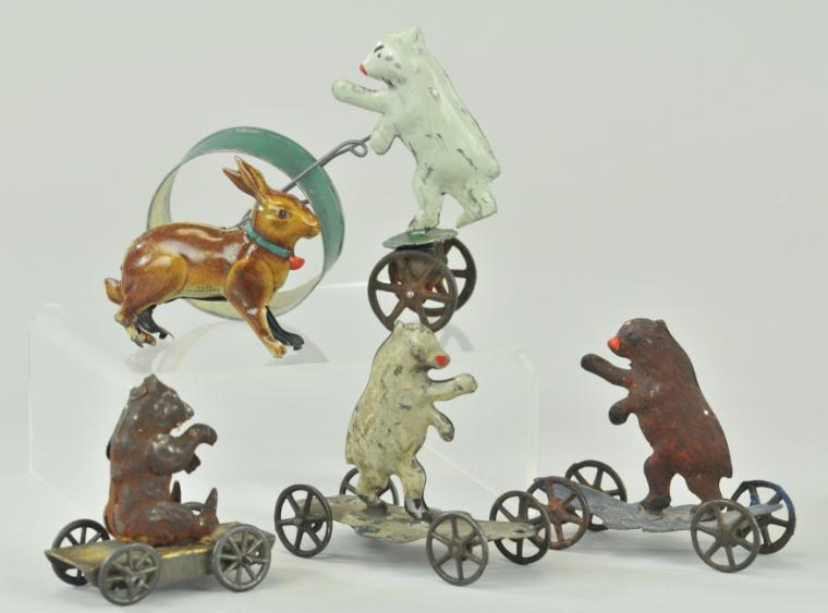 a/ TIN RABBIT & FOUR TEDDY BEAR