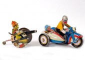 A tinplate motorcycle and side
