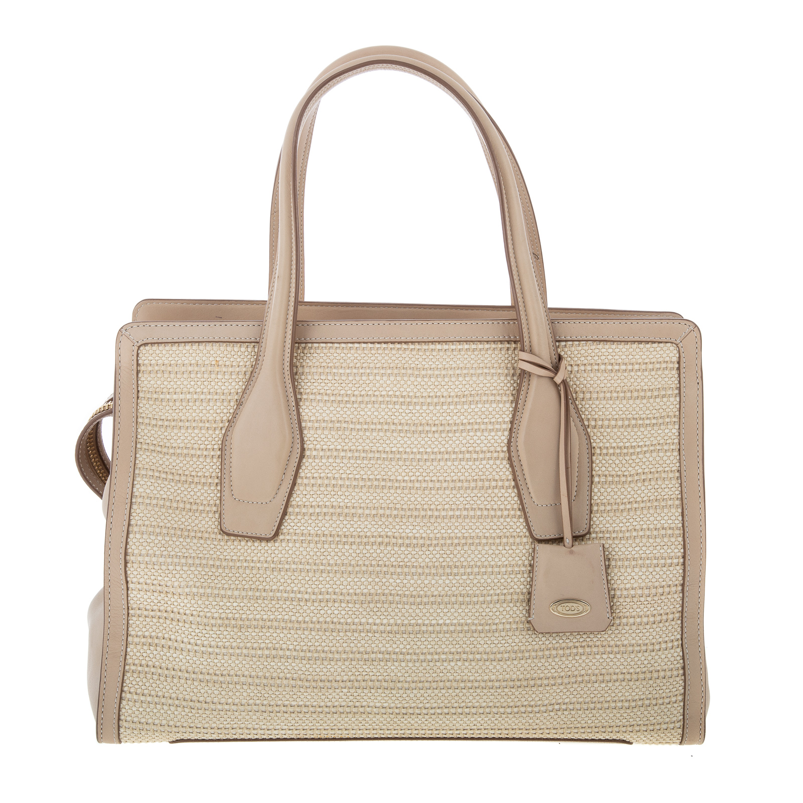 A TOD'S RAFFIA & LEATHER SHOULDER
