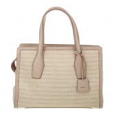 A TOD'S RAFFIA & LEATHER SHOUL