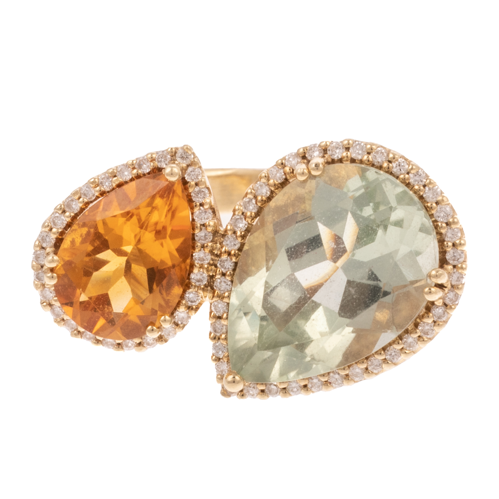 A TOI ET MOI CITRINE & DIAMOND RING