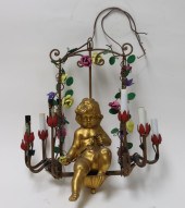 A TOLE 10 LIGHT CHANDELIER WIT