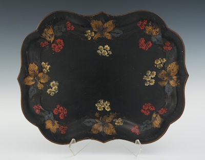 A Tole Painted Tray Measuring