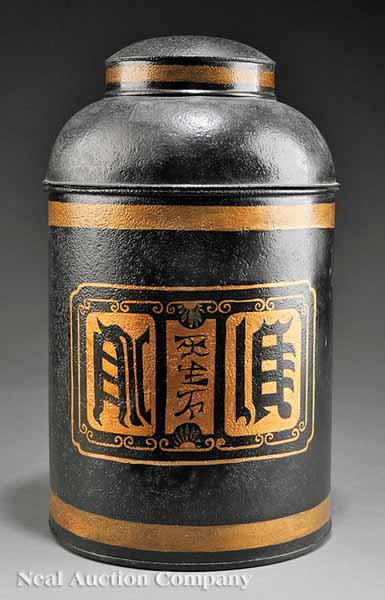 A Tôle Peinte Tea Canister black