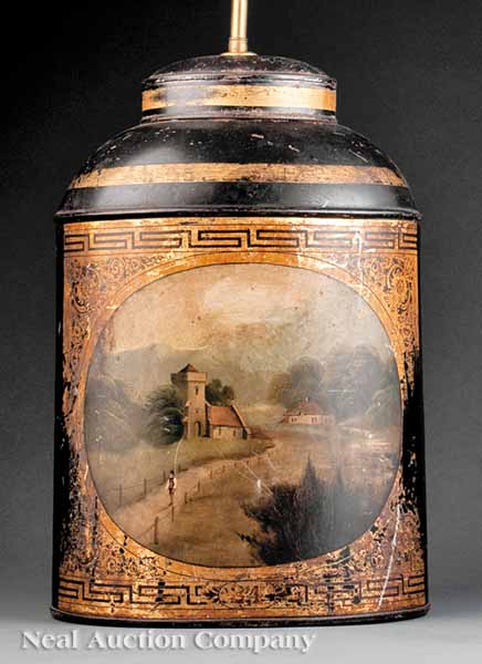 A Tôle Peinte Tea Canister