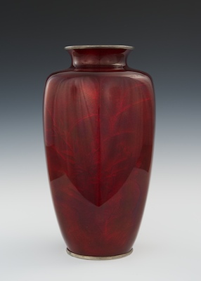 A Tomei Shippo Red Enamel Vase 20th