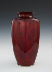 A Tomei Shippo Red Enamel Vase