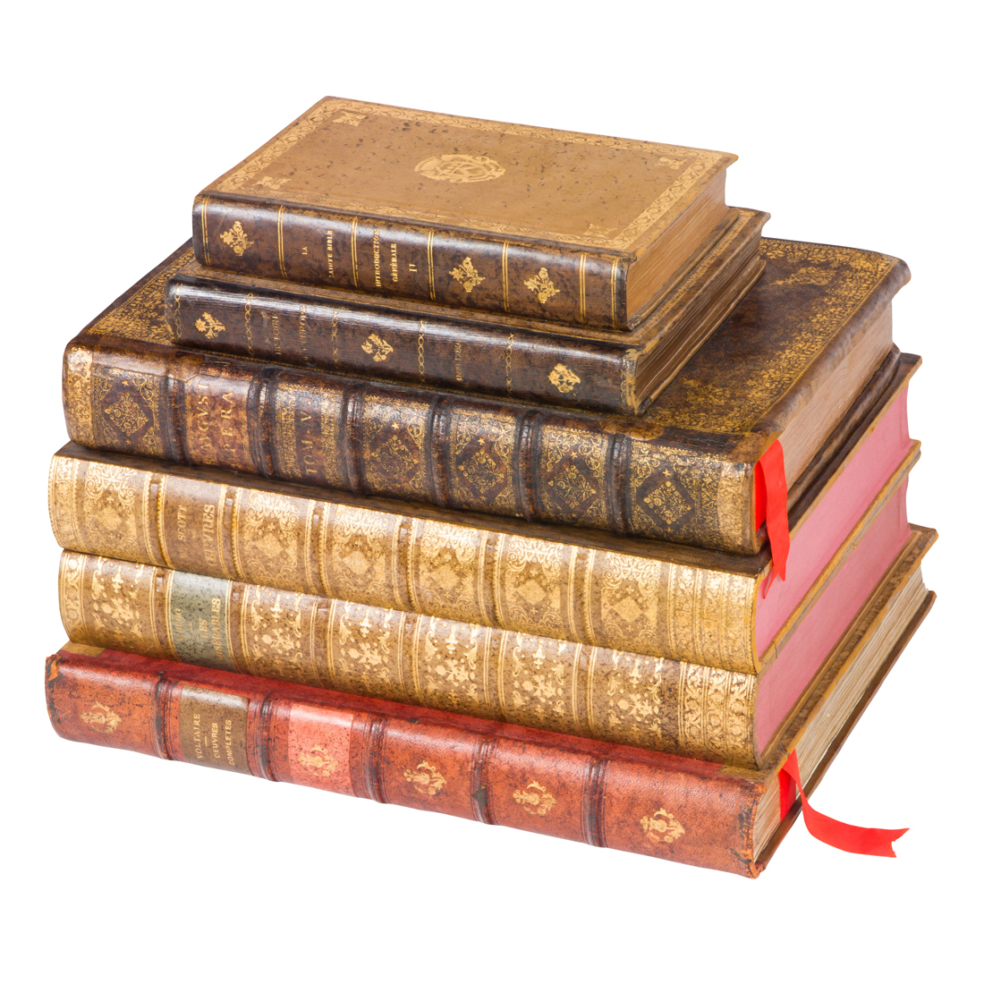 A TOOLED LEATHER BOOK FORM TANTALUS