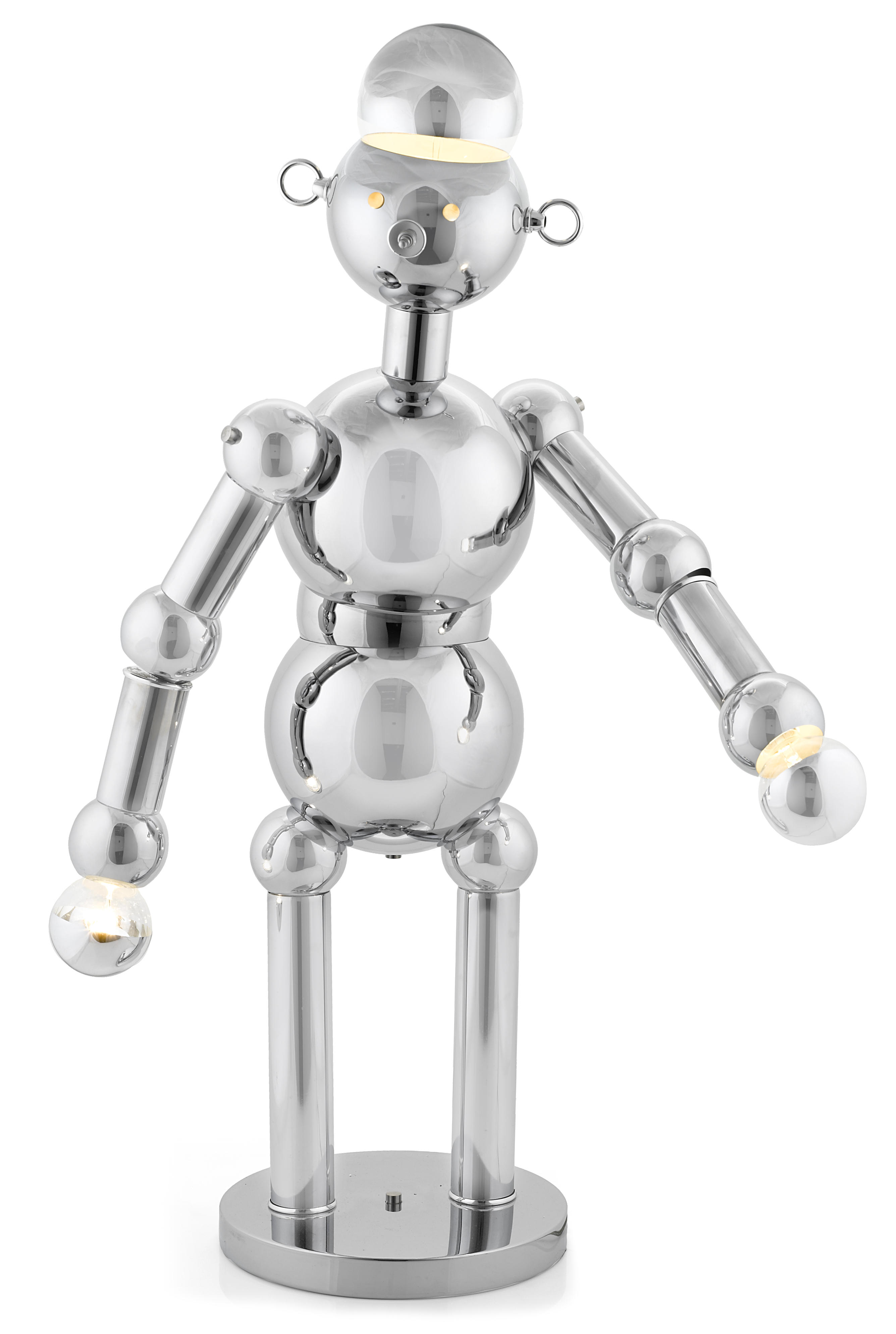 A Torino chromed metal robot lamp