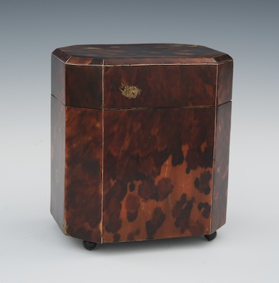 A Tortoise Clad Tea Caddy The
