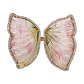 A TOURMALINE BUTTERFLY RING<br