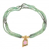 A TOURMALINE & DIAMOND NECKLAC
