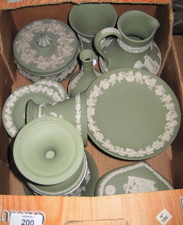 A Tray comprising of Green Wedgwood