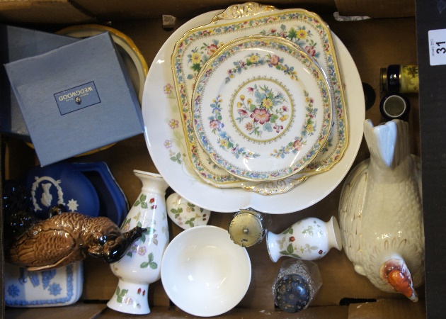 A tray comprising Wedgwood