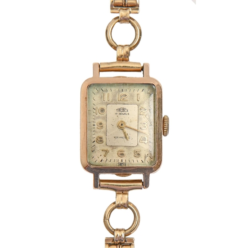 A Trebex 9ct gold rectangular
