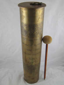 A trench art gong formed from a WWI