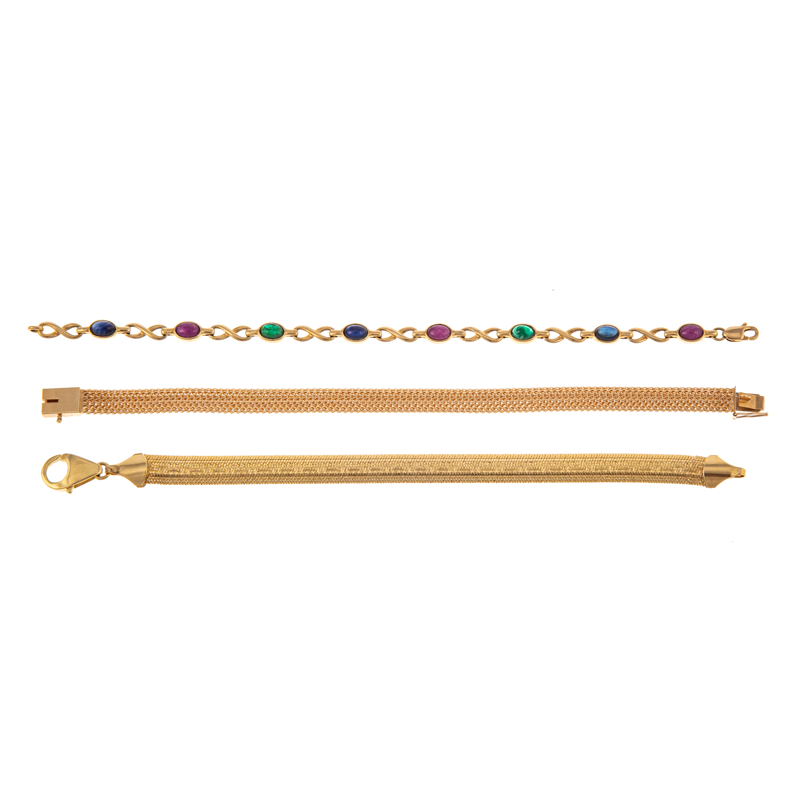 A TRIO BRACELETS IN 14K &