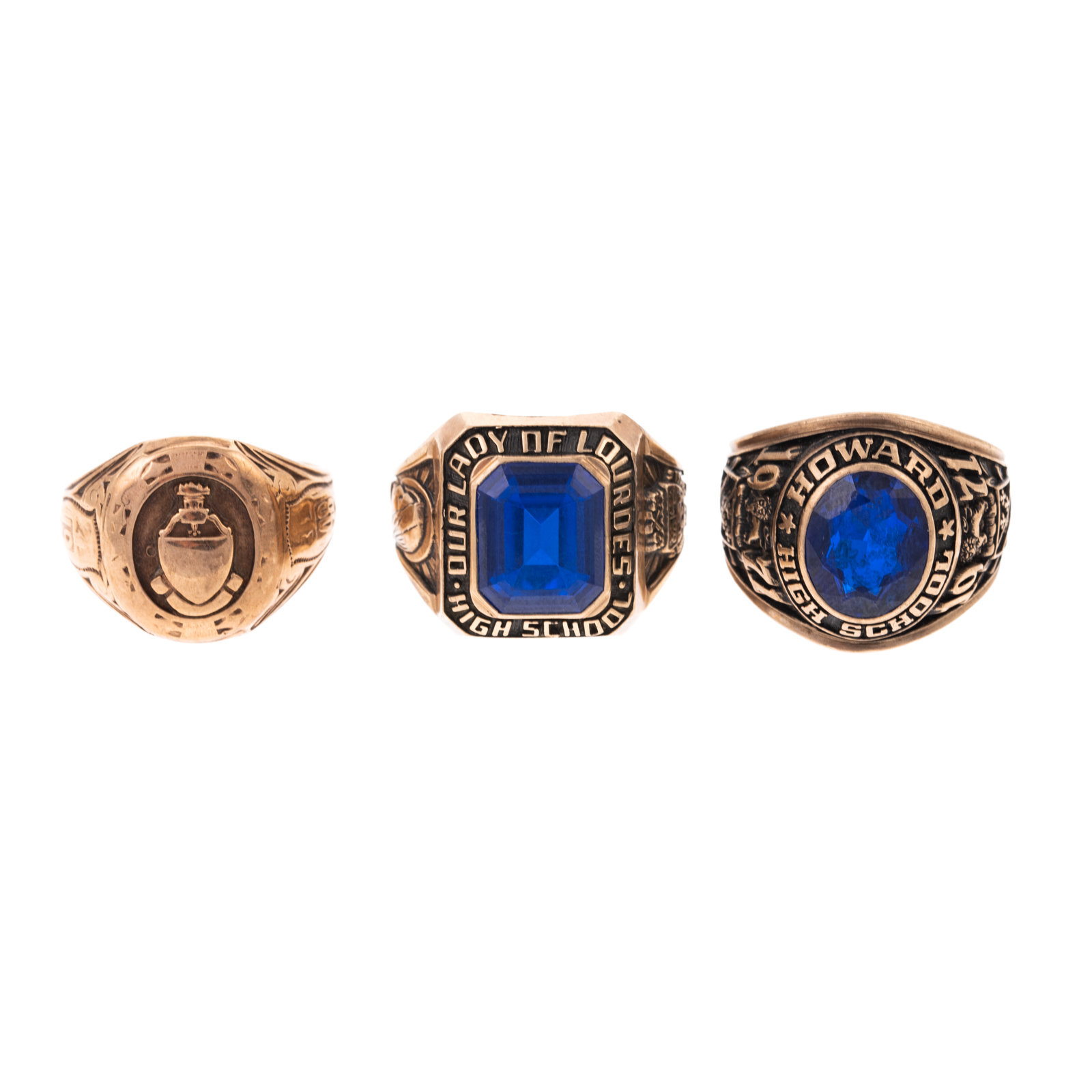 A TRIO OF 10K CLASS RINGS 1) 10K