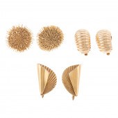 A TRIO OF 14K YELLOW GOLD EARR