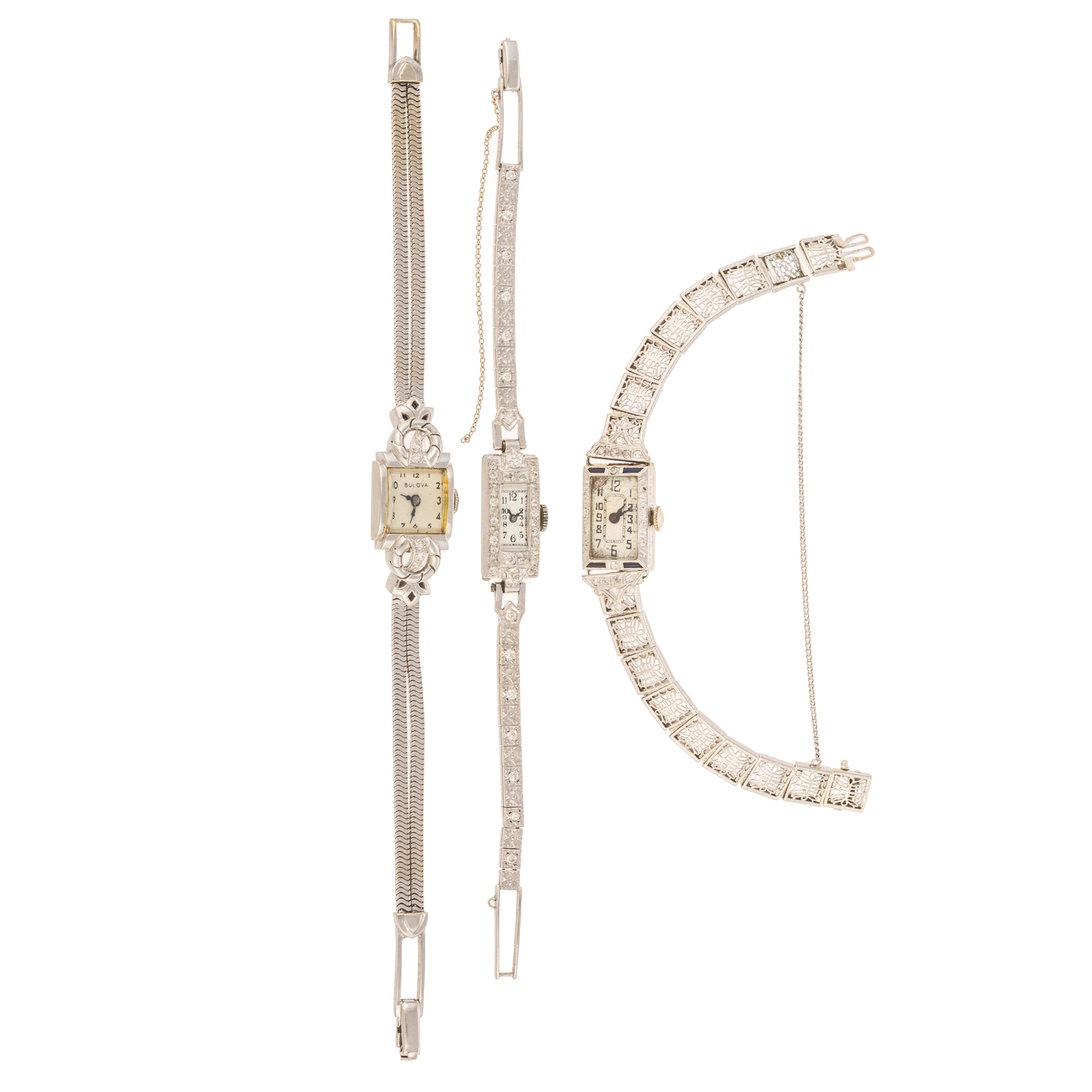 A TRIO OF ANTIQUE DIAMOND WATCHES