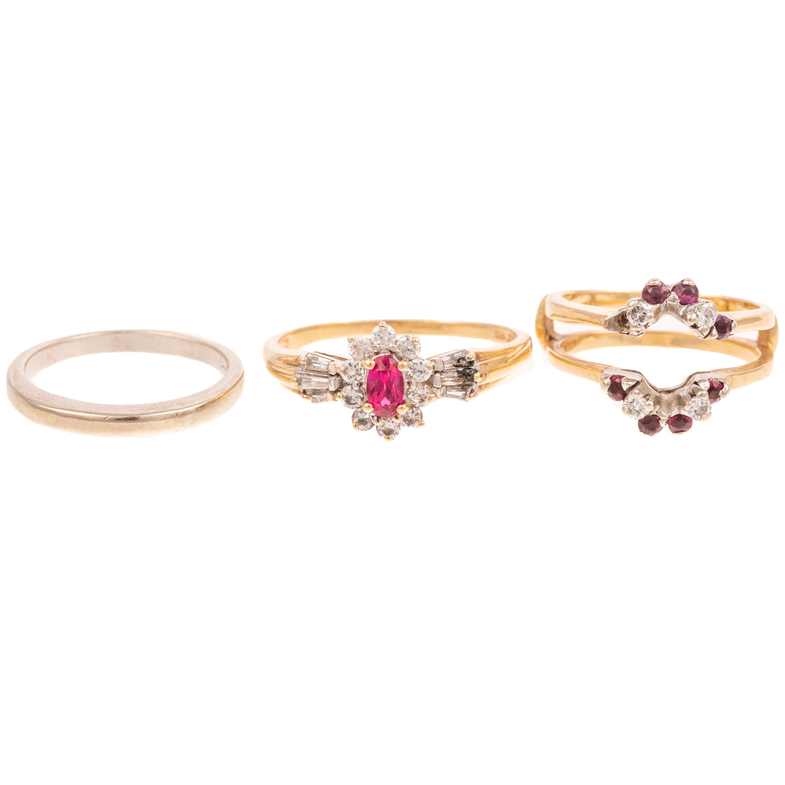 A TRIO OF DIAMOND, RUBY & GOLD