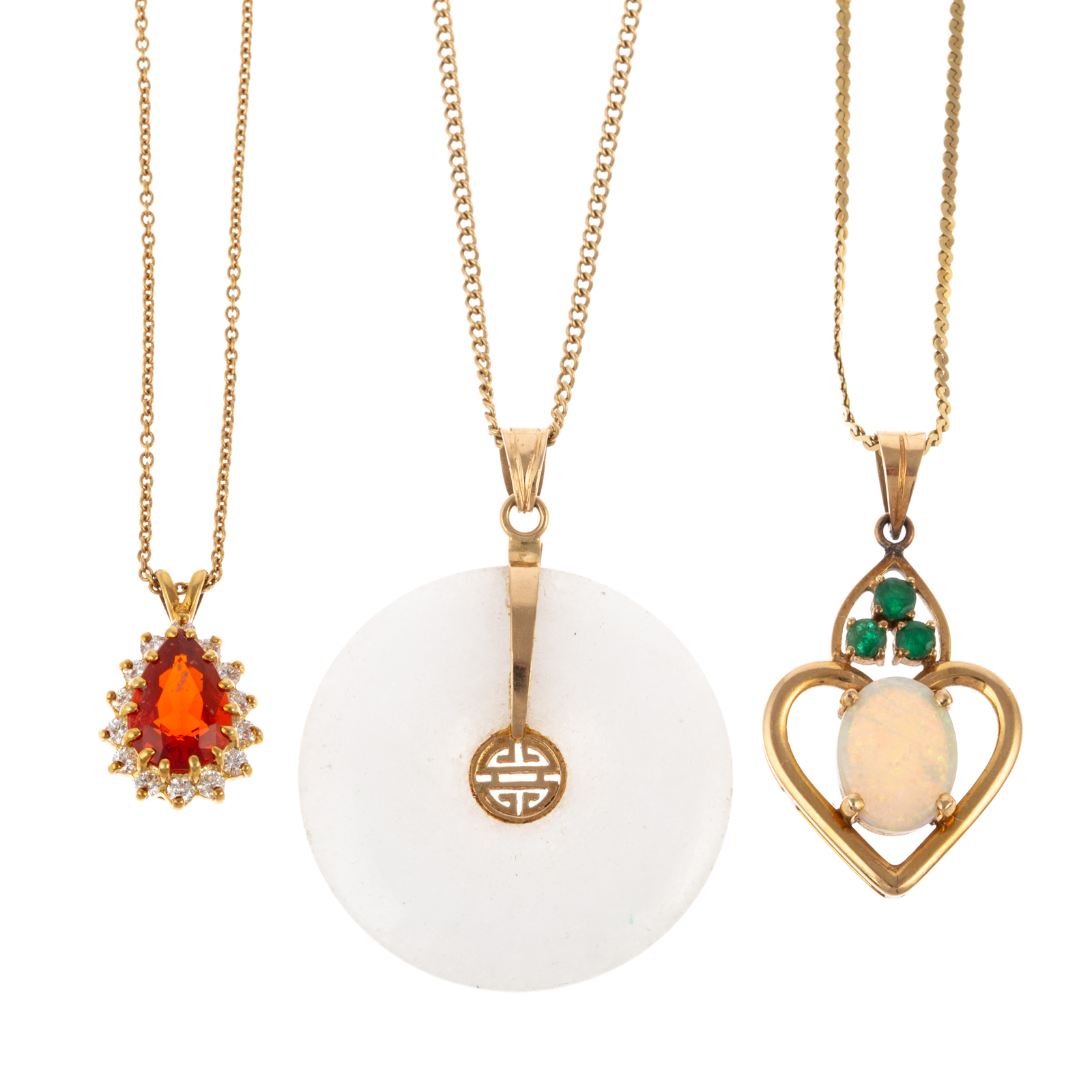 A TRIO OF GEMSTONE & YELLOW GOLD