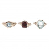 A TRIO OF GEMSTONE FILIGREE RI