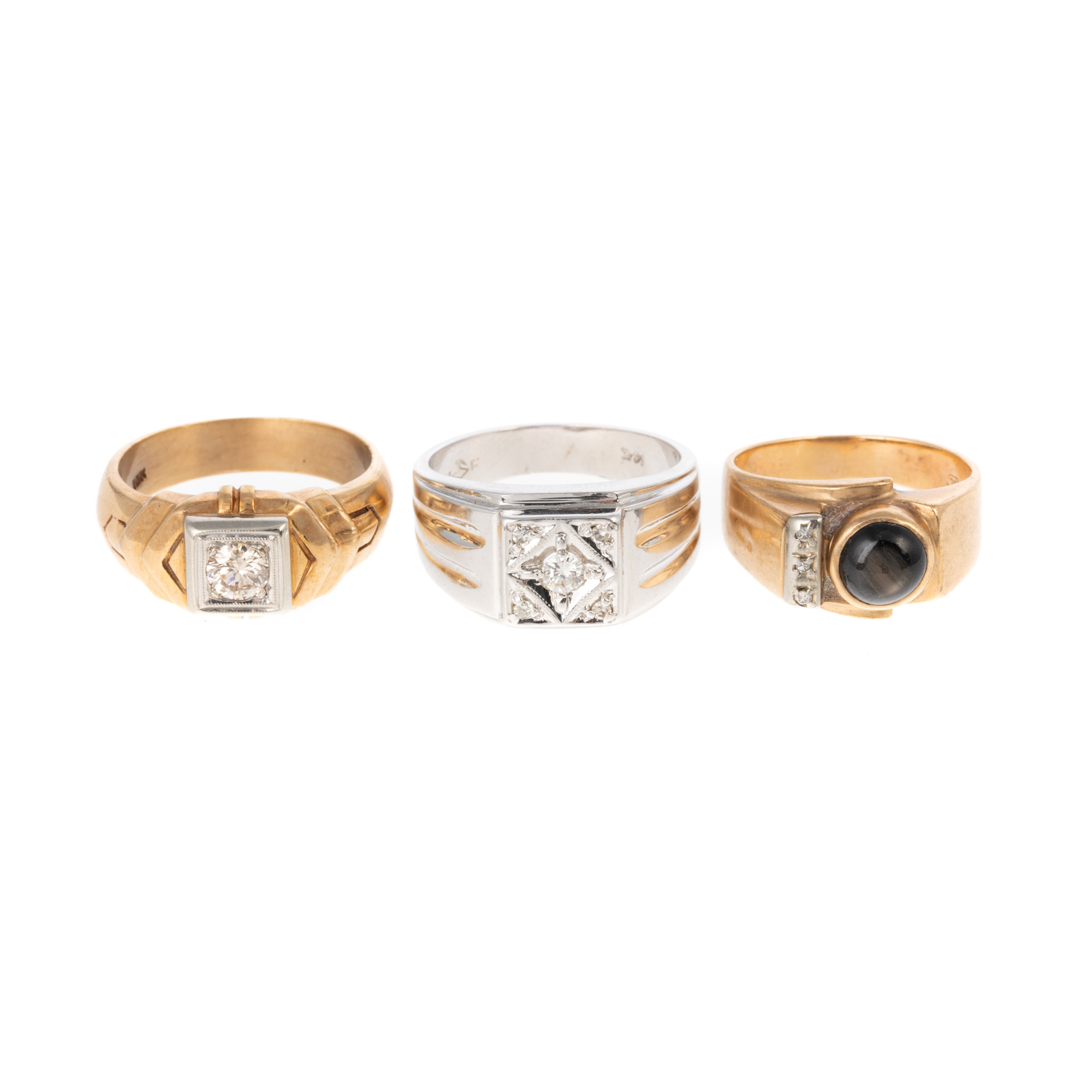 A TRIO OF GENT'S DIAMOND & GEMSTONE
