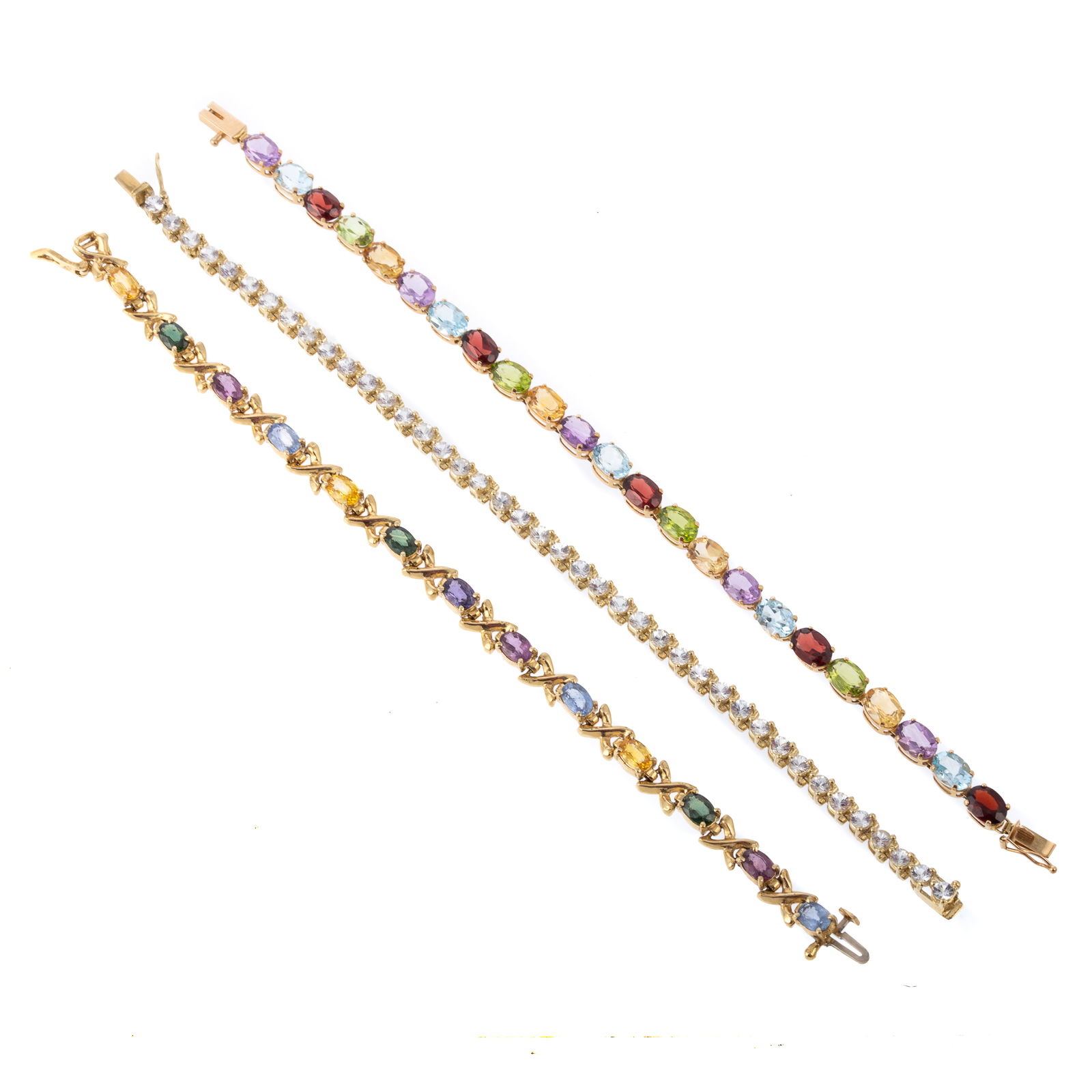 A TRIO OF MULTI-GEMSTONE LINK