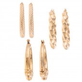 A TRIO OF YELLOW GOLD HOOPS IN
