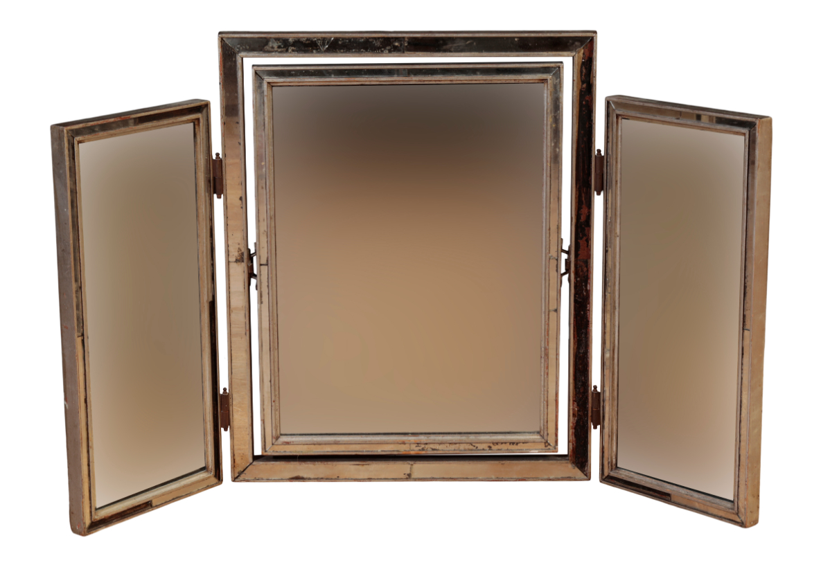 A TRIPTYCH MIRROR with mirrored