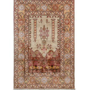 A Turkish Kayseri Silk Prayer Rug