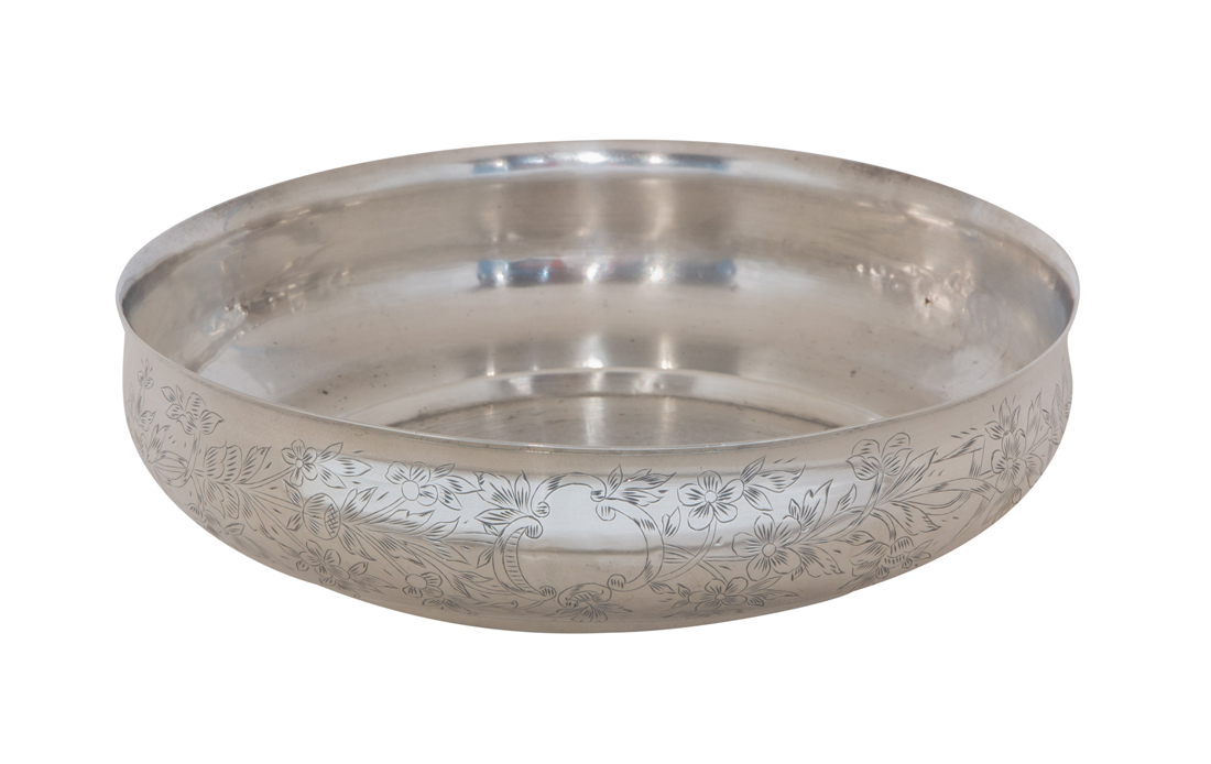 A TURKISH SILVER BOWL WITH AN