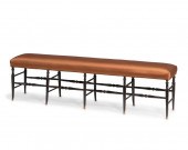 A TURNED SPINDLE LEG HALL BENC