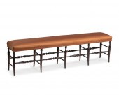 A TURNED SPINDLE LEG HALL BENC