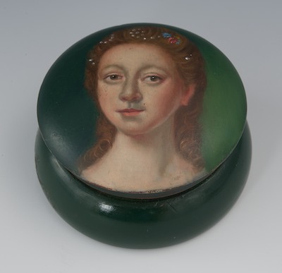 A Turned Wood Portrait Snuff Box