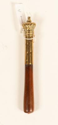 A turned wooden and brass mounted