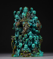 A TURQUOISE CARVE LUOHAN BUDDH