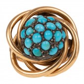 A TURQUOISE OPEN KNOT RING IN
