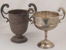 A two handled engraved silver