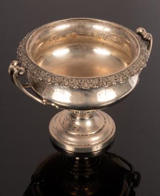A two-handled silver pedestal bowl,
