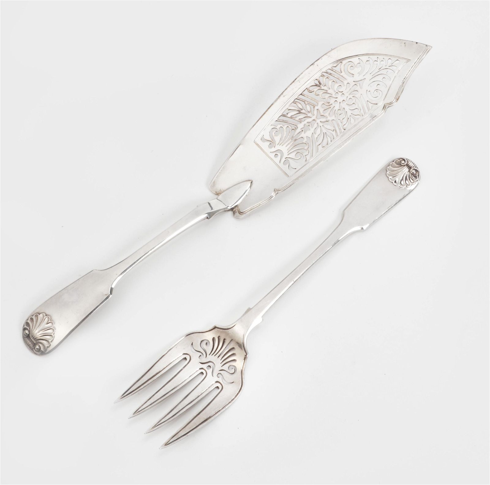 A TWO PIECE VICTORIAN SILVER FISH