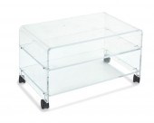 A TWO-TIERED LUCITE ROLLING CA