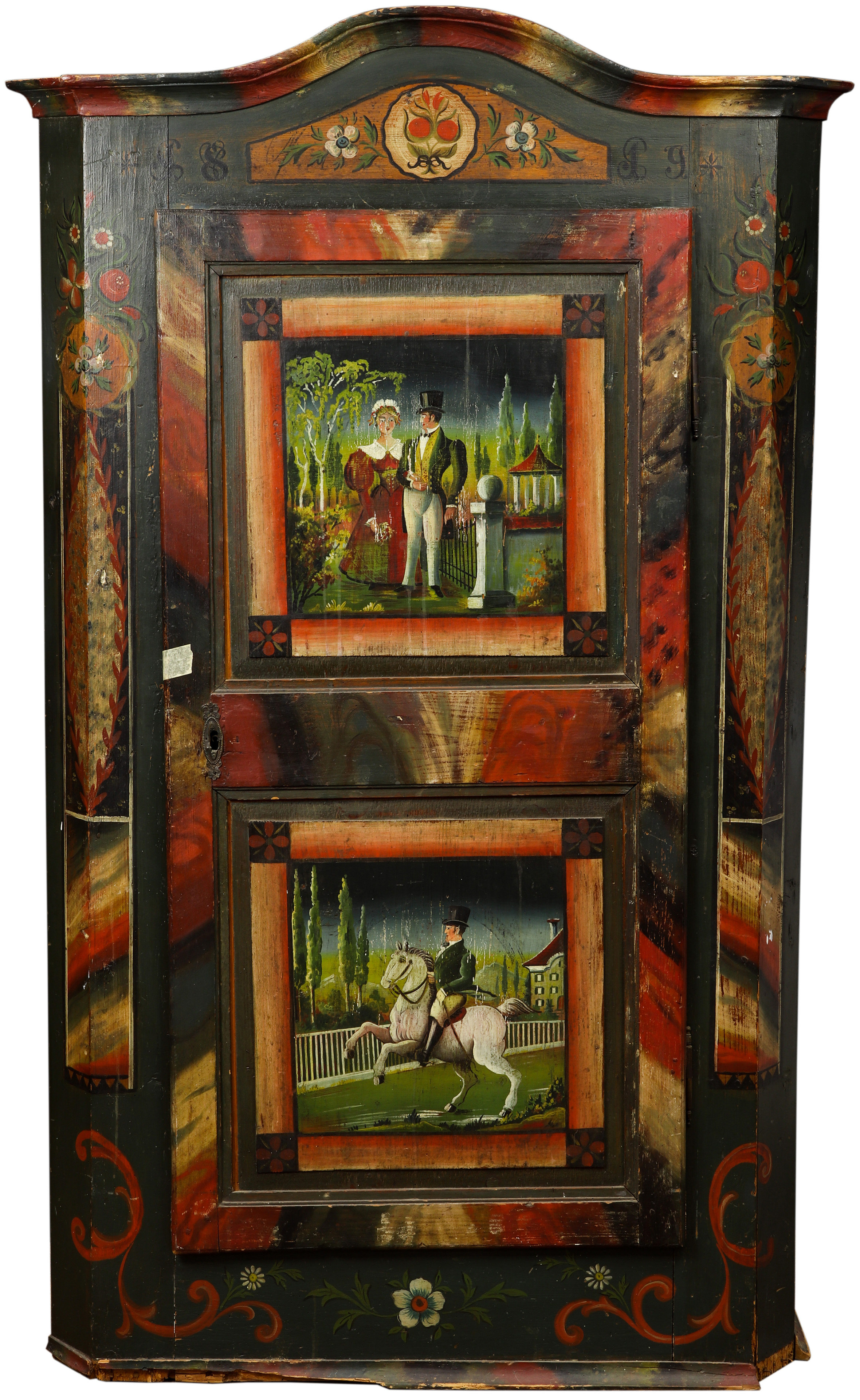 A TYROLEAN POLYCHROME DECORATED AND