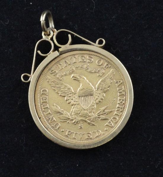 A USA gold 1903 five dollar piece