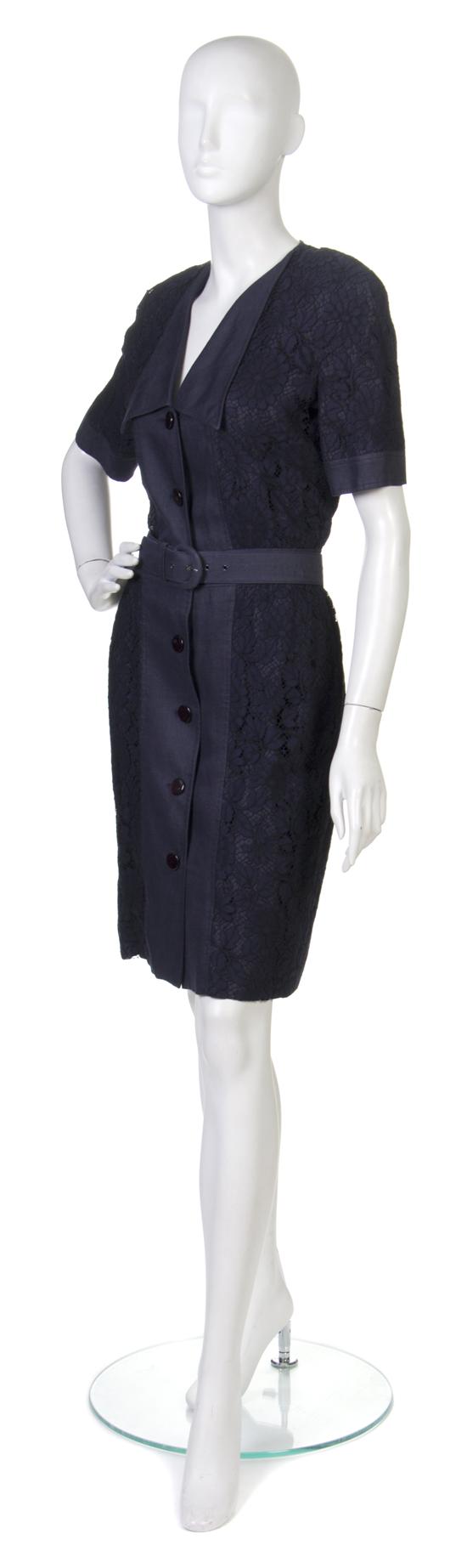 * A Valentino Navy Lace Dress 1980s