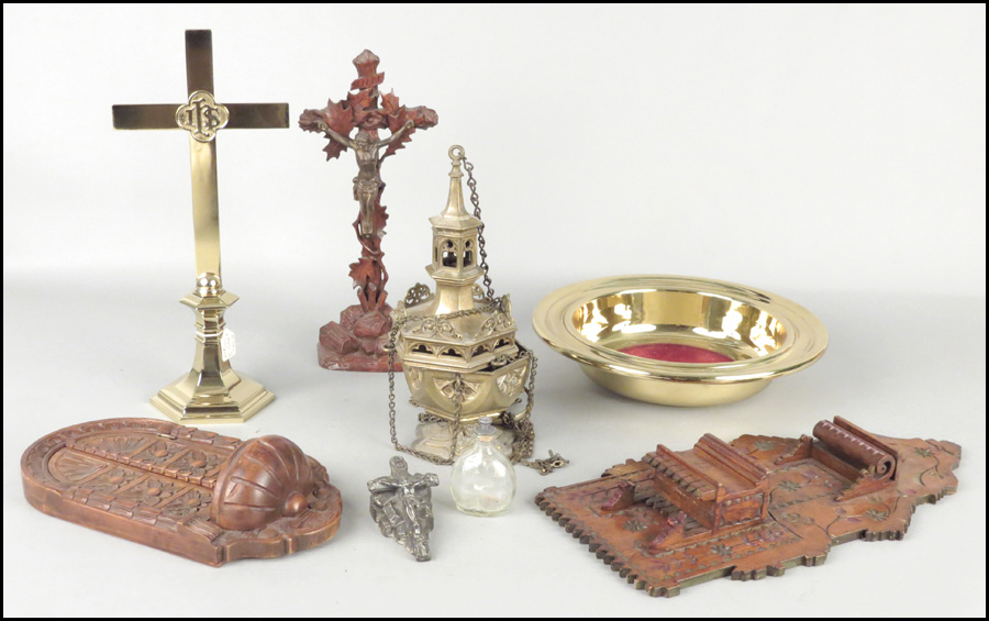 A VARIETY OF RELIGIOUS ACCESSORIES.
